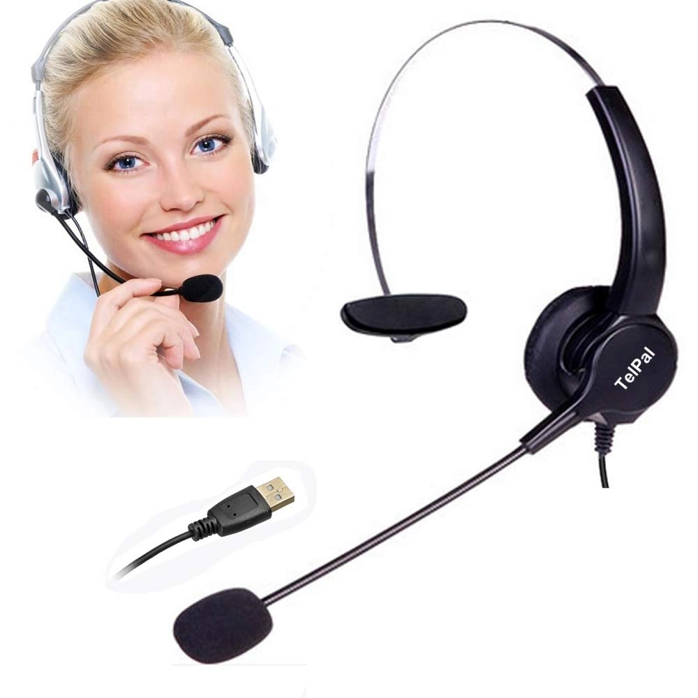 TelPal Corded Noise cancelling Monaural Headset Wired Headset