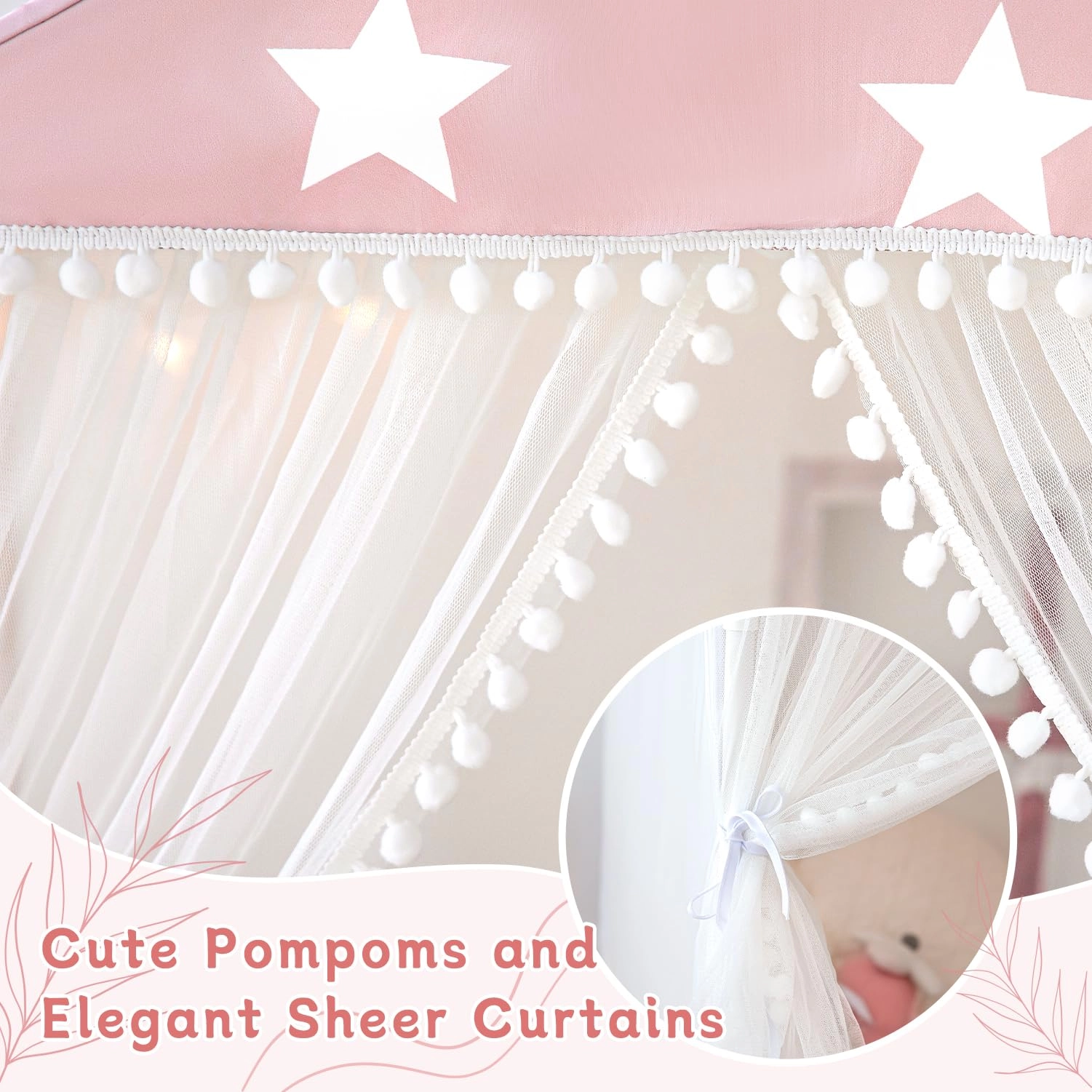 Kids Play Tent - 35.5 inches (W) x 57 inches (L) x 53 inches (H) Pink