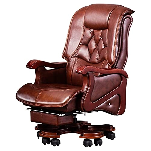 Desk Chair - PU Leather Brown High Back