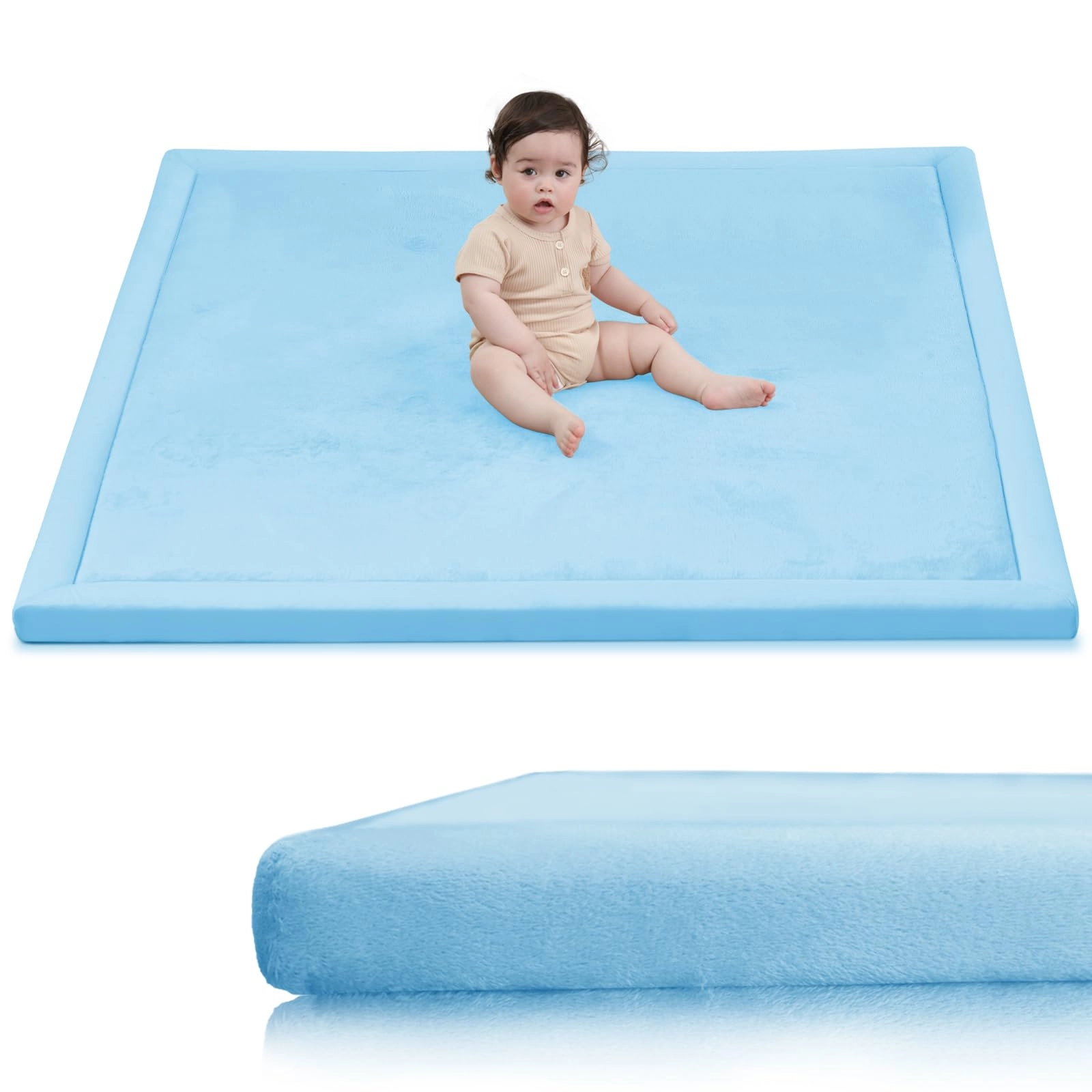 Baby Activity Play Mat - 79"x118" 1.3" Thick Cream