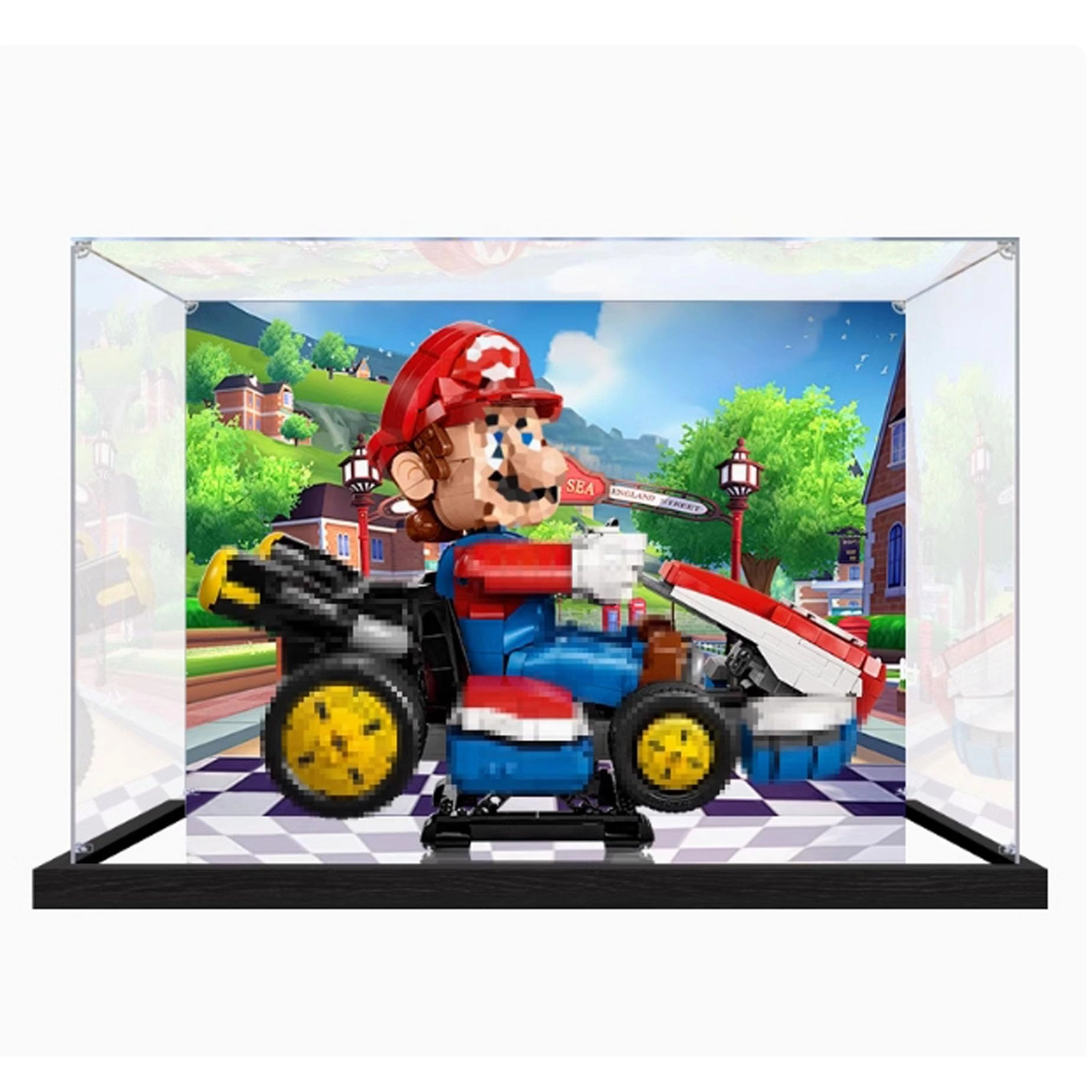 Acrylic Transparent Collectible Display Case for LEGO 72037 Karting Block Model - 3mm thickness