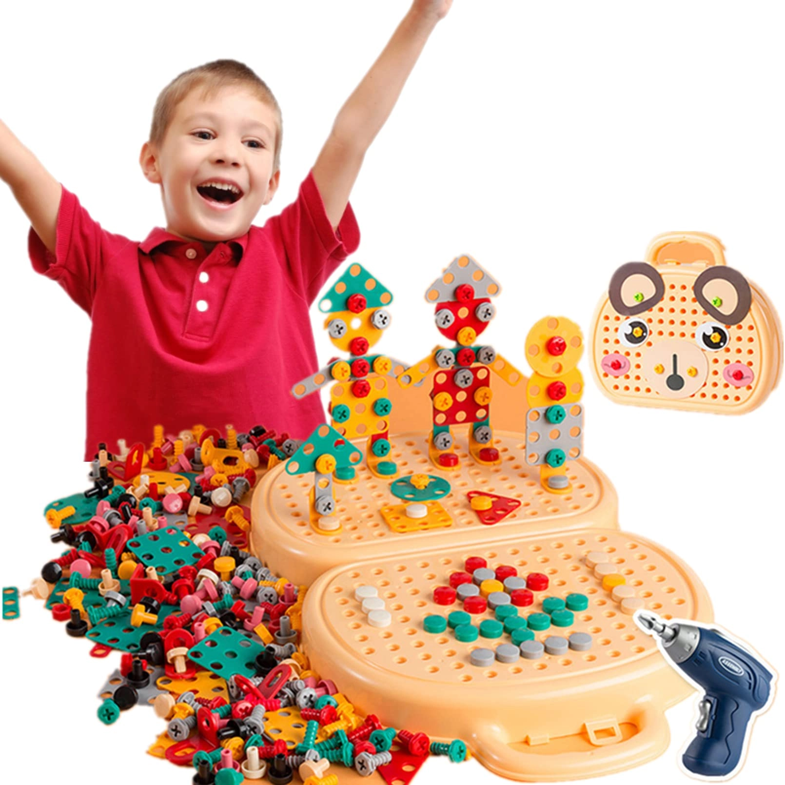 AM ANNA Kids Drill Toy Set - Yellow Puppy 204 pcs