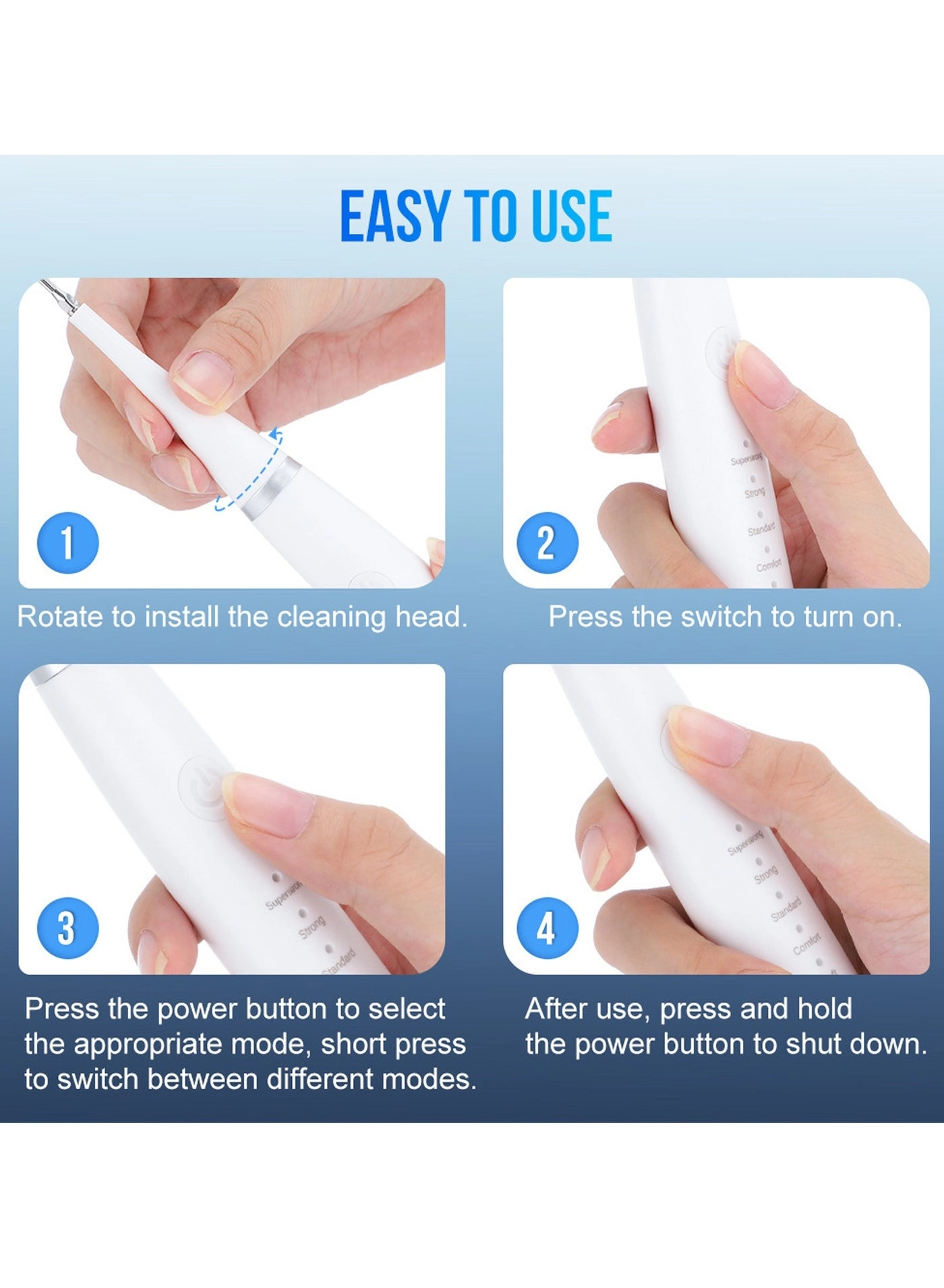 PSM brush - 6-Speed Sonic Vibration White Combo