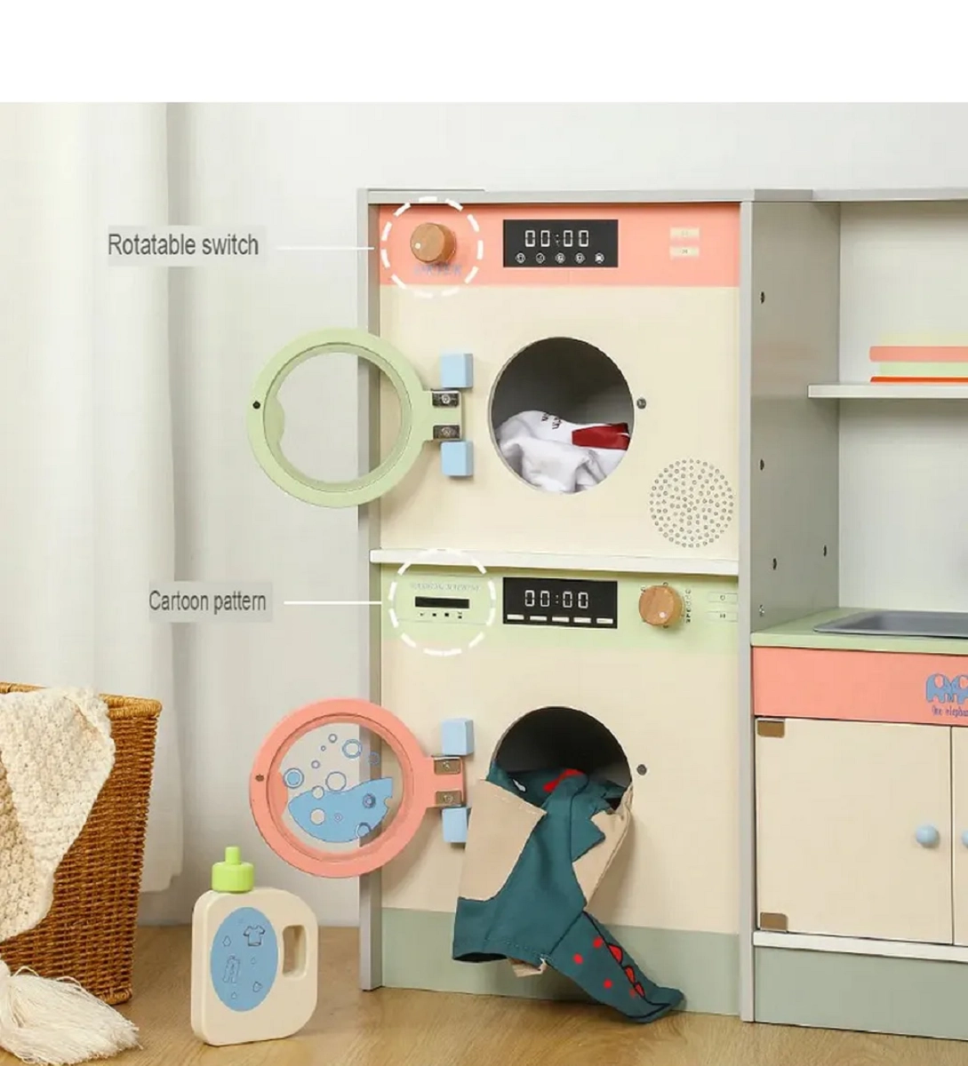 Kids Wooden Toy Laundry Play Set (GB-MSN 23006)