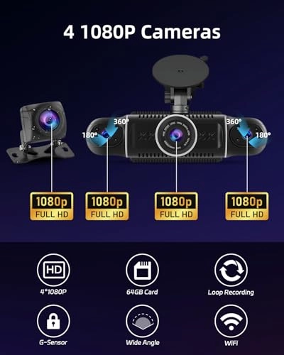 4 Channel Front and Rear Dash Cam - 1080P