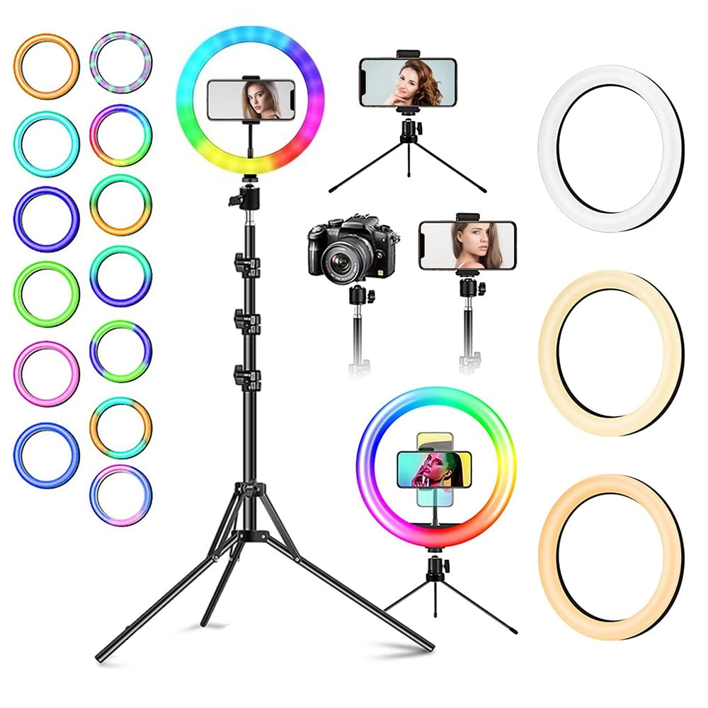 Exrp 10'' Ring Light - 10 Dimmable Levels 15 RGB Colors