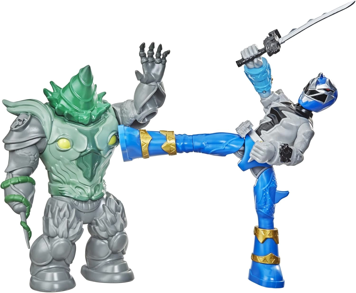 COLOR LAND CHILDRENS TOYS CENTER LLC Dino Fury Battle Attackers 2-Pack - Ages 4 and Up Blue Ranger Vs. Shockhorn
