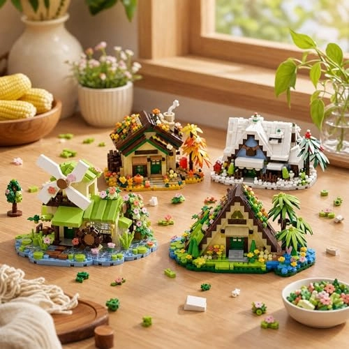 Spring Windmill Cottage - 1 pcs Floral Micro Blocks