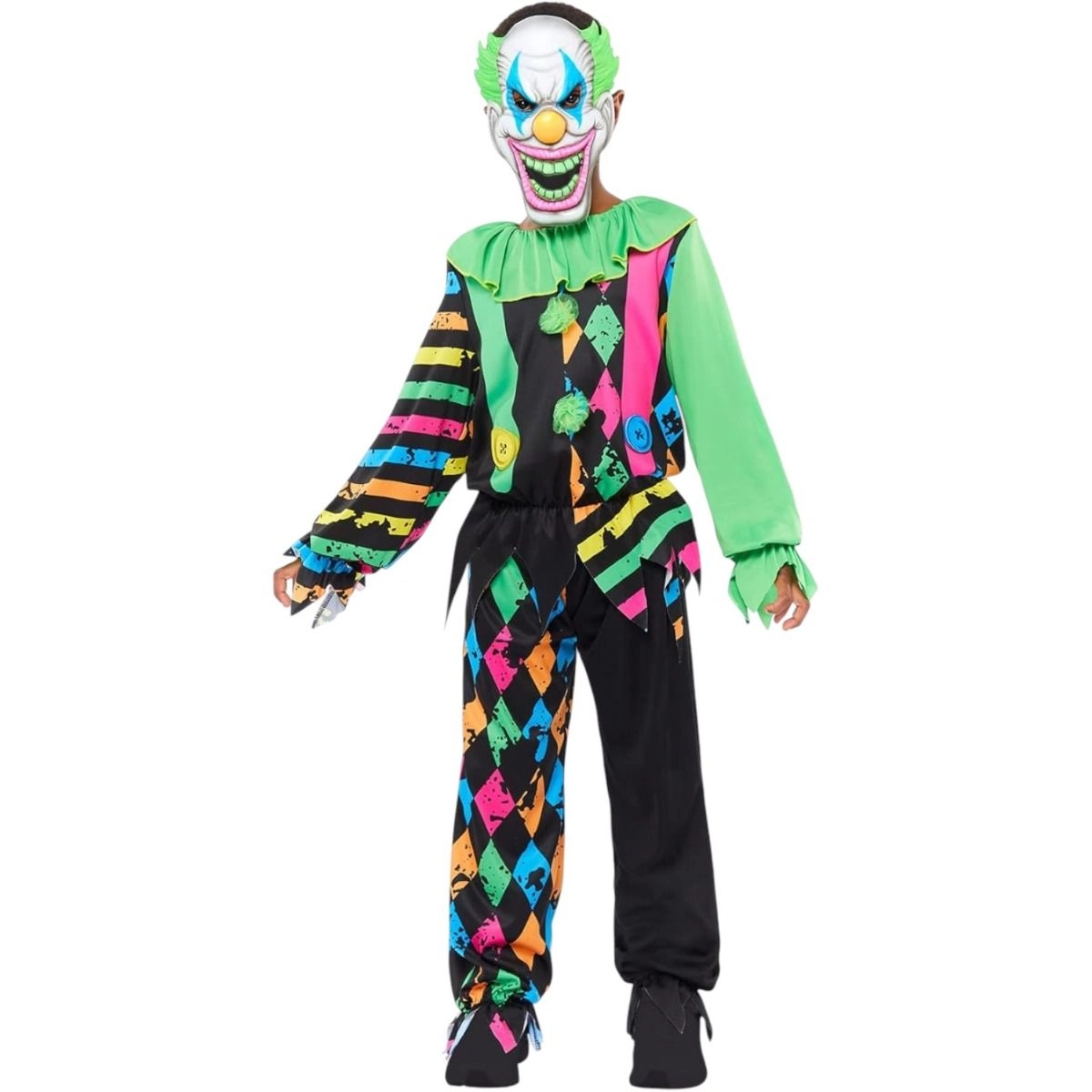 Party Costume Child Funhouse Neon Clown - Clown Boy 10-12 Years