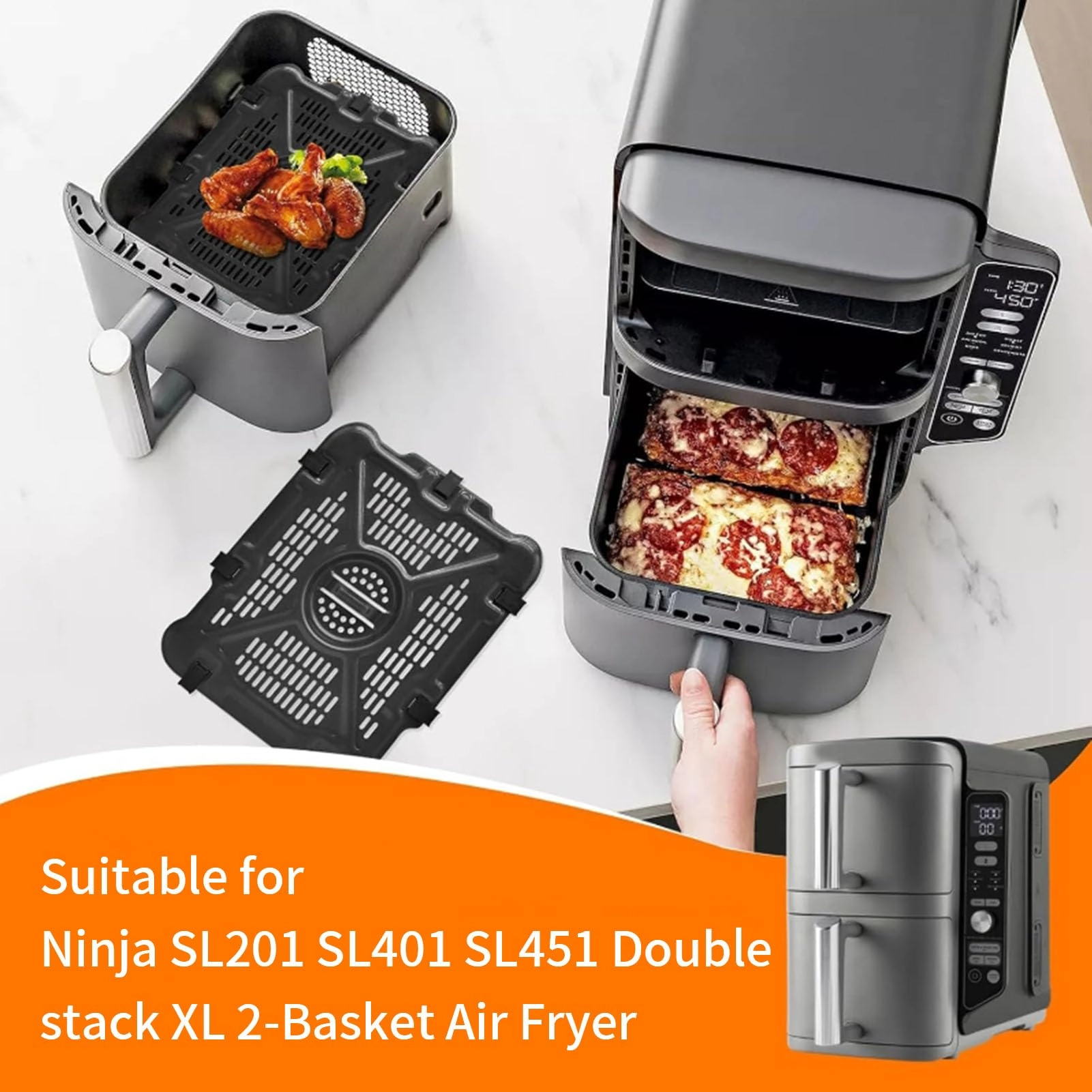 Air fryer grill rack - Stainless steel 2 piece(s) + Magic cleaning cloth - 1 piece(s)