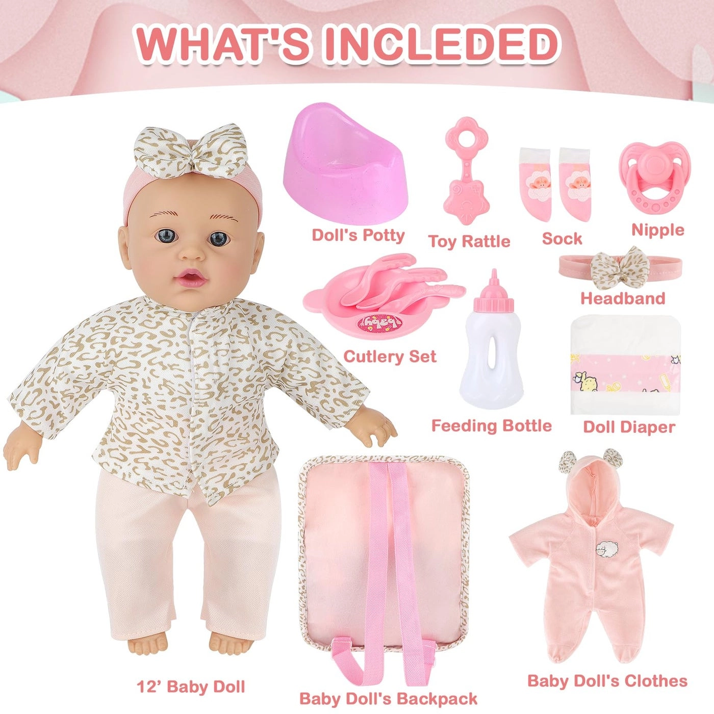 Baby Doll Play Set - 30 cm Plastic pink Ages 3+