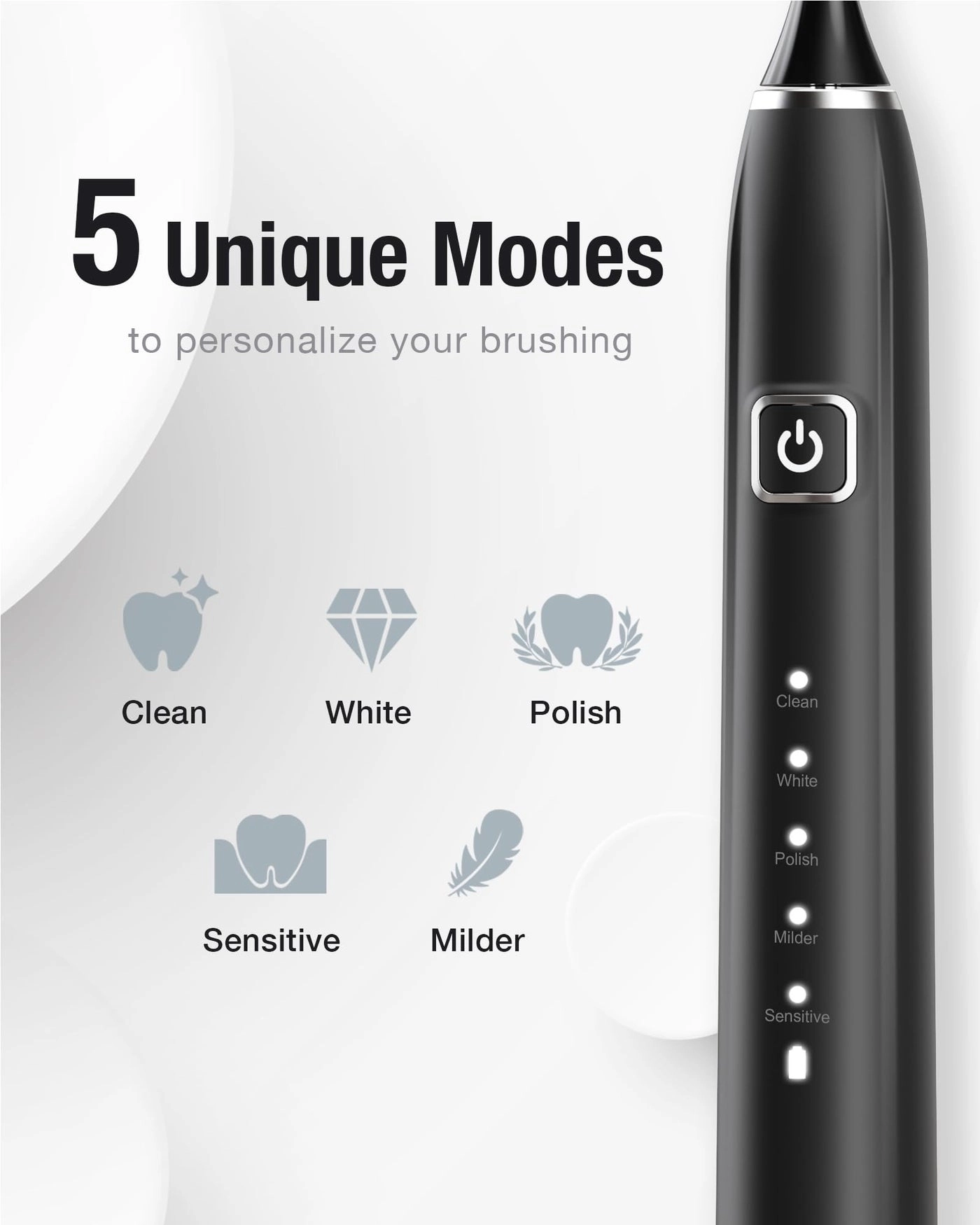 Sonic Electric Toothbrush - 6 Brush Heads 90-Day Battery