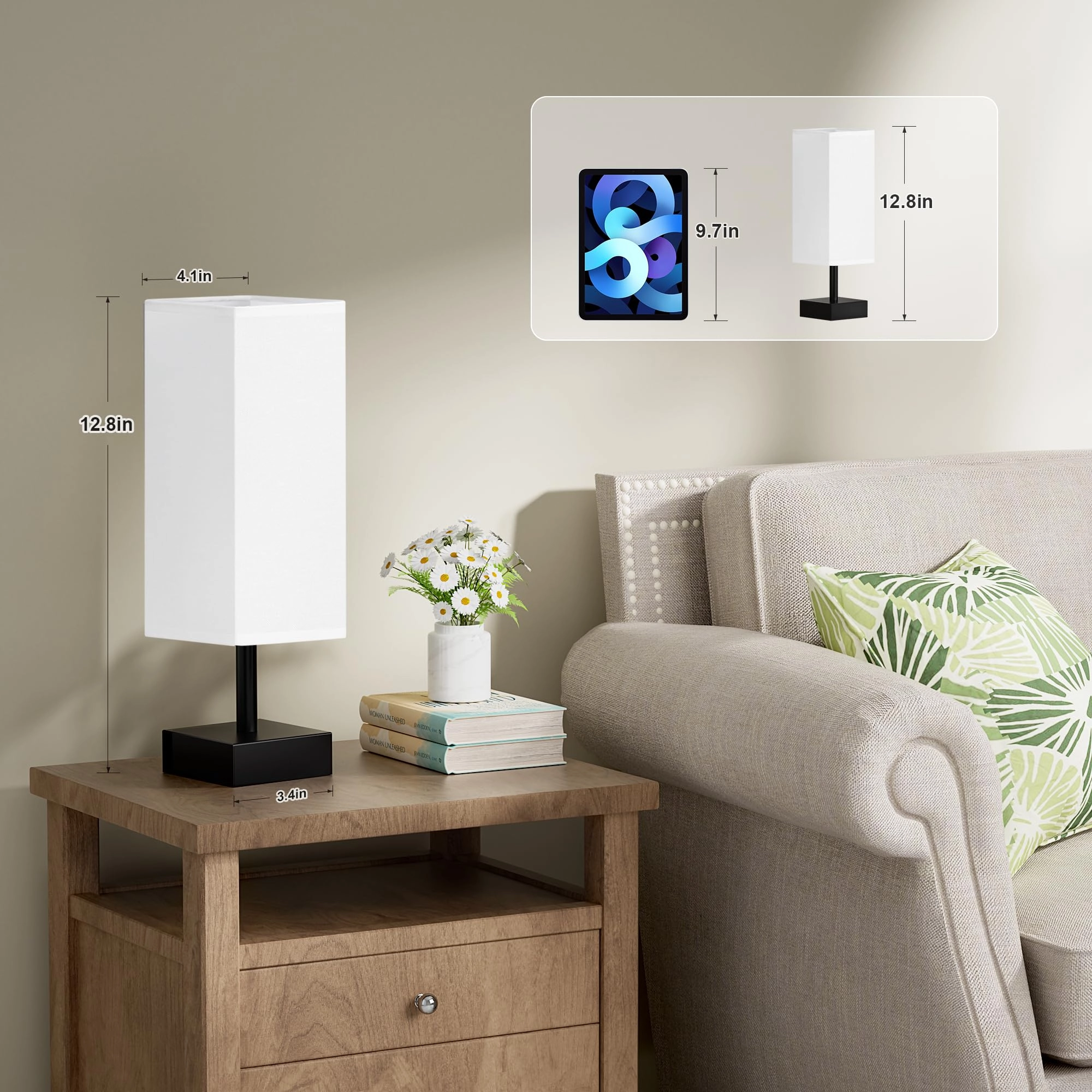 S6-16 - Linen Black Small Table Lamp