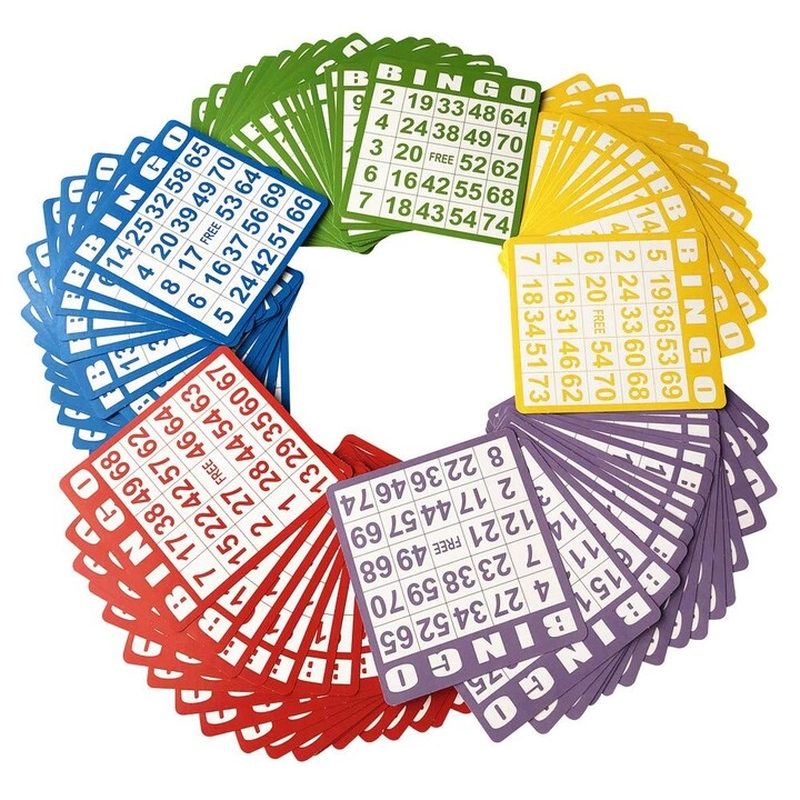 Yuanhe Bingo Cards - 100 Mixed Color Hard Cardboard
