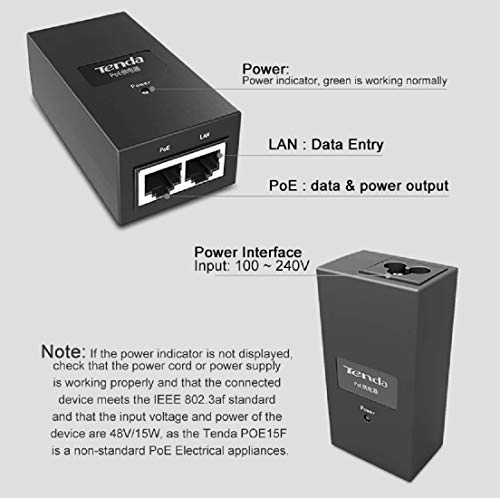 PoE Injector - 48V 15.4W IEEE 802.3af 10/100Mbps