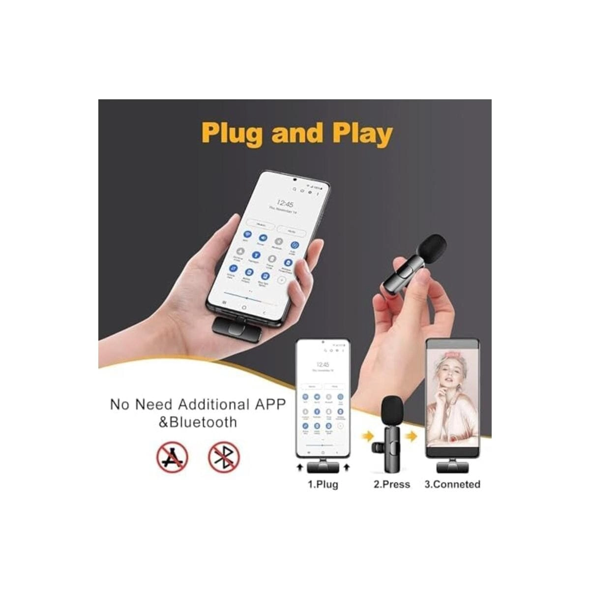 Wireless Lavalier Microphone - USB Microphone Dual