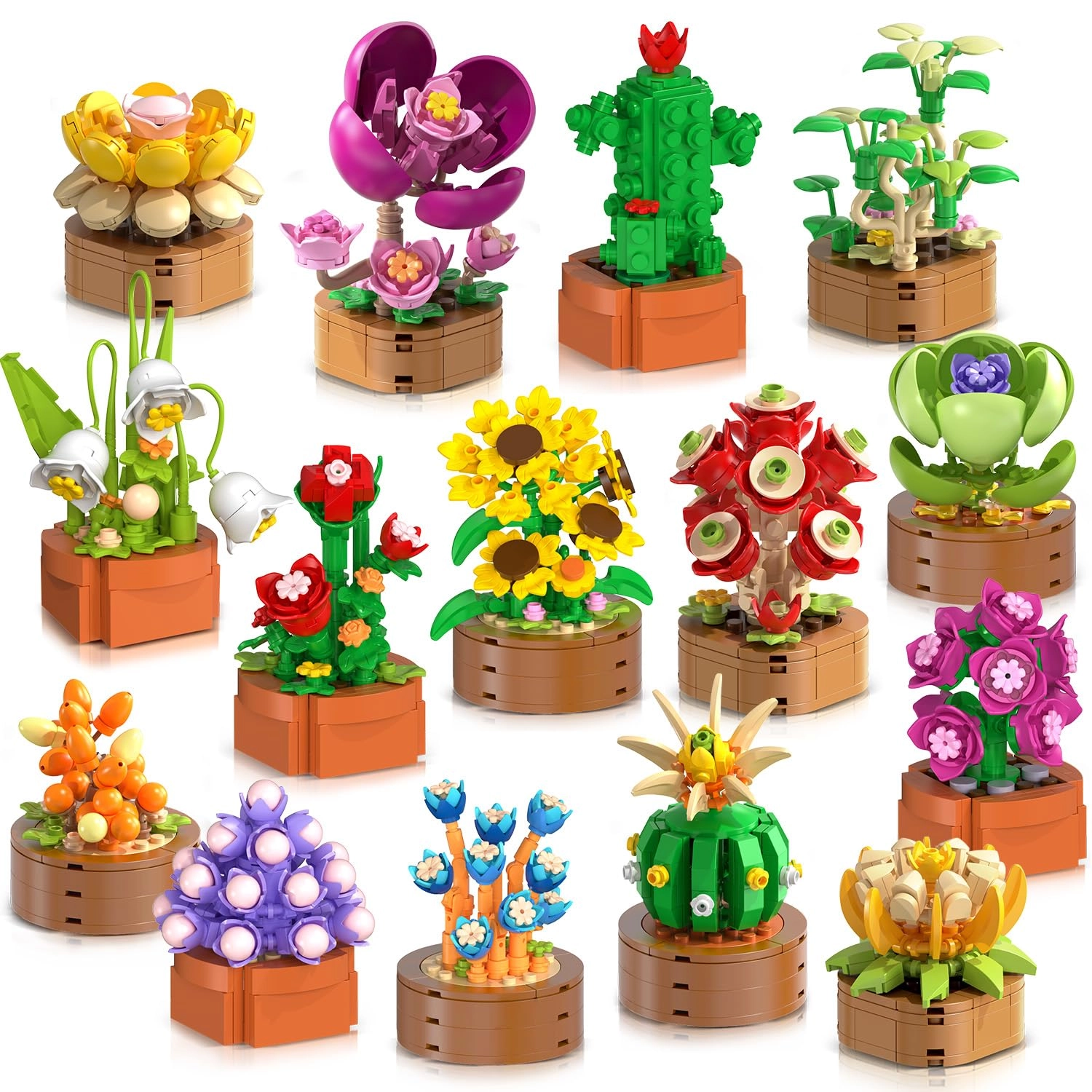 CUBIMANA Flower Succulent Mini Building Kit - 1300 pcs Pack