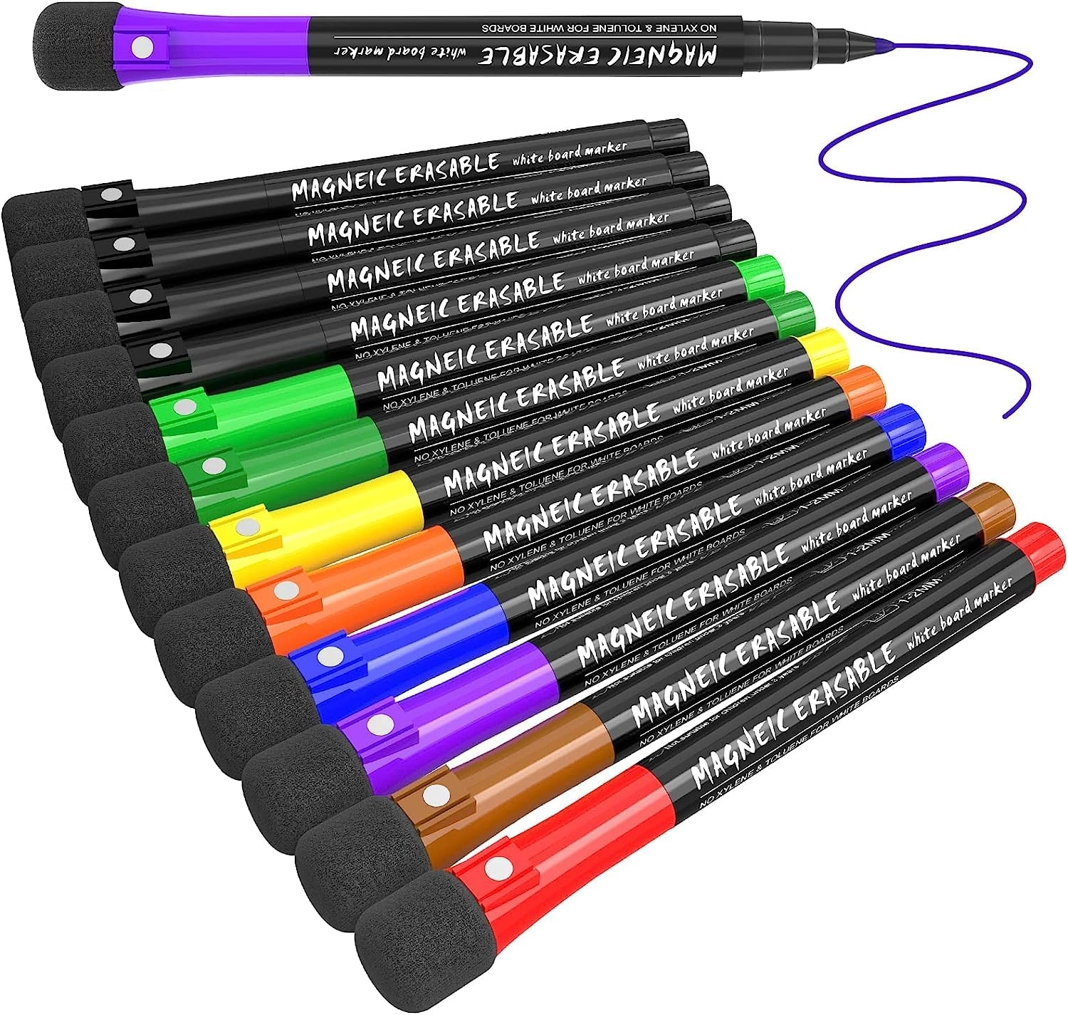 Whiteboard Pens - 12 Pack 9 Colours Fine