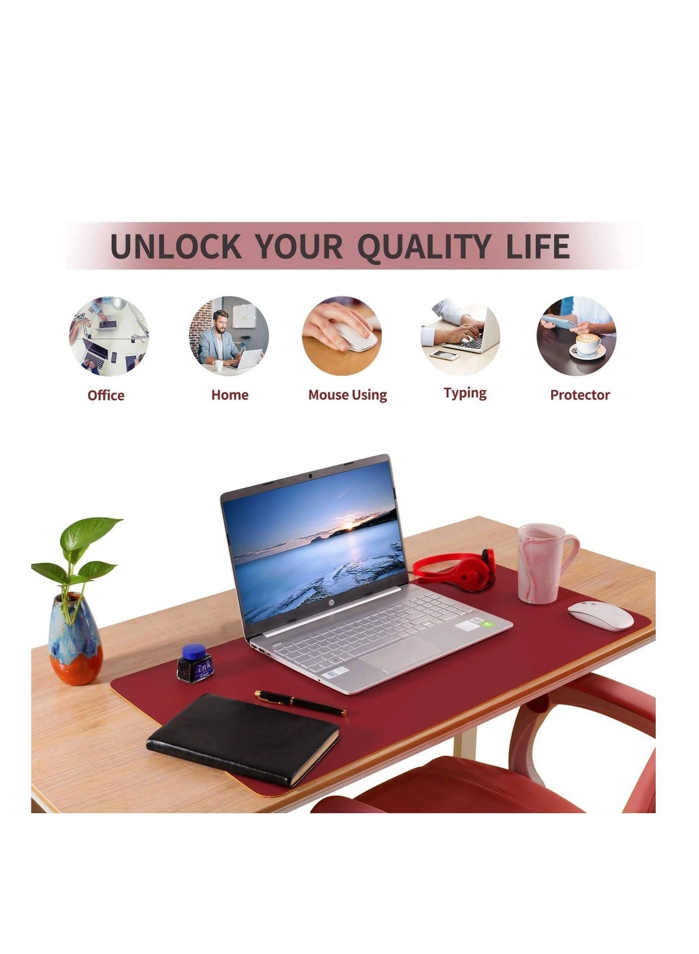 Large PU Leather Gaming Mouse Pad - 80x40 cm