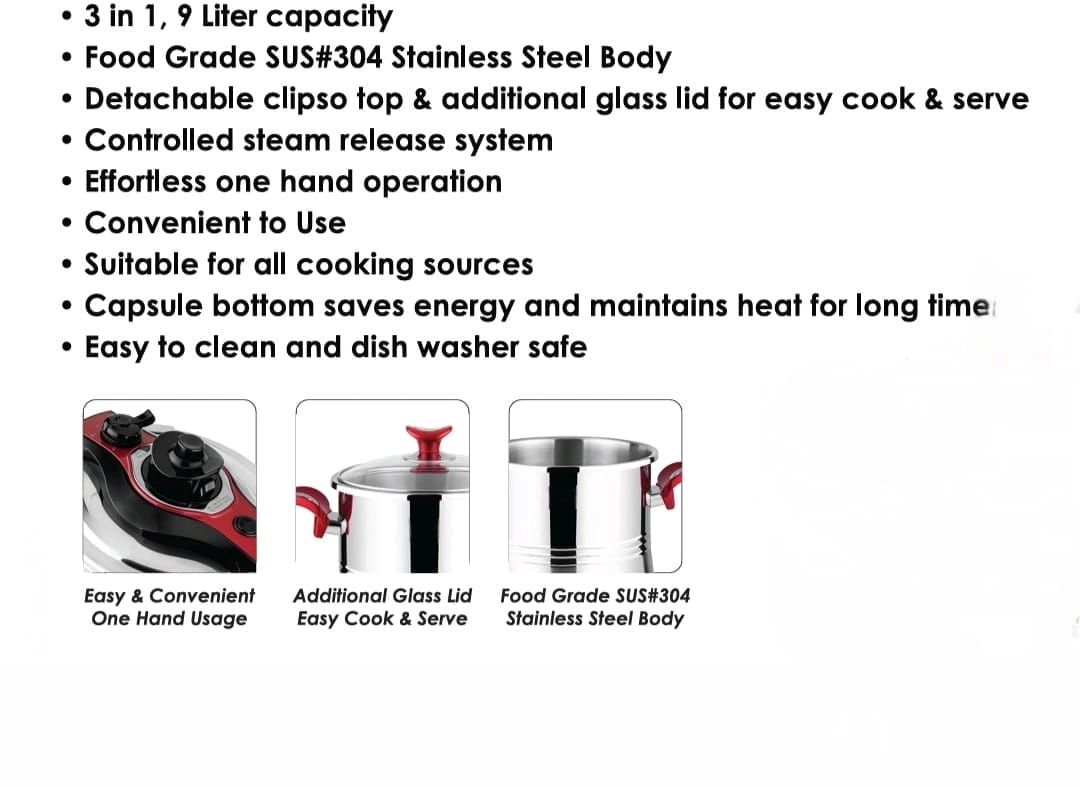 Clipso Pressure Cooker - 9L