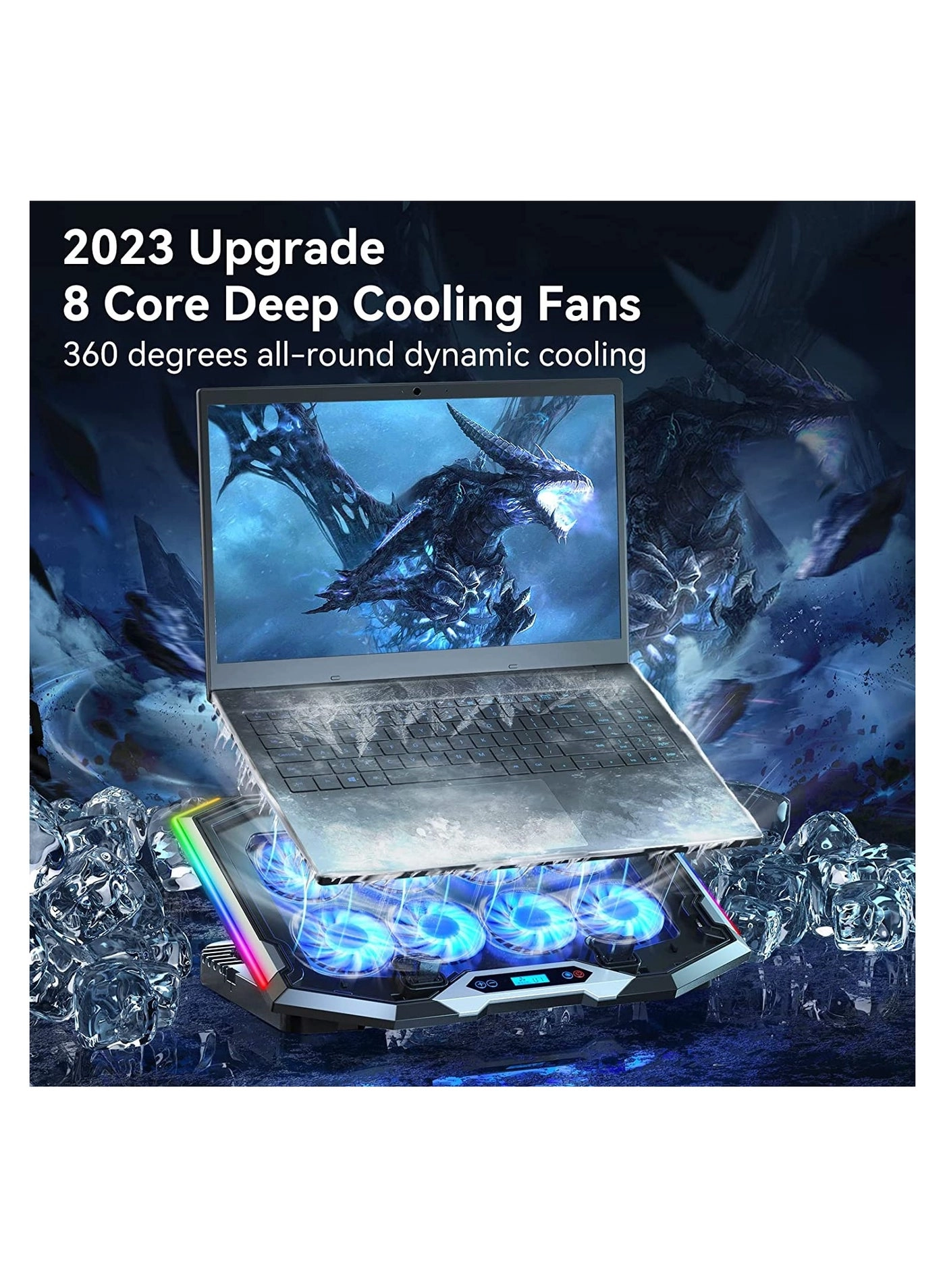 Gaming Laptop Cooling Pad - 8 fans 15-17.3 Inch