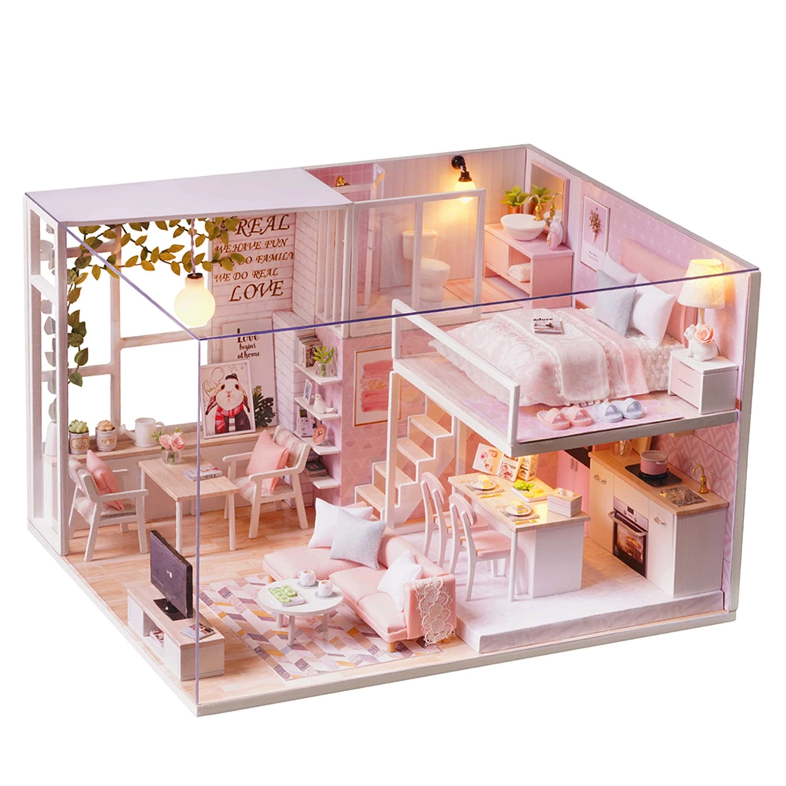 DIY Miniature Dollhouse Kit - Pink