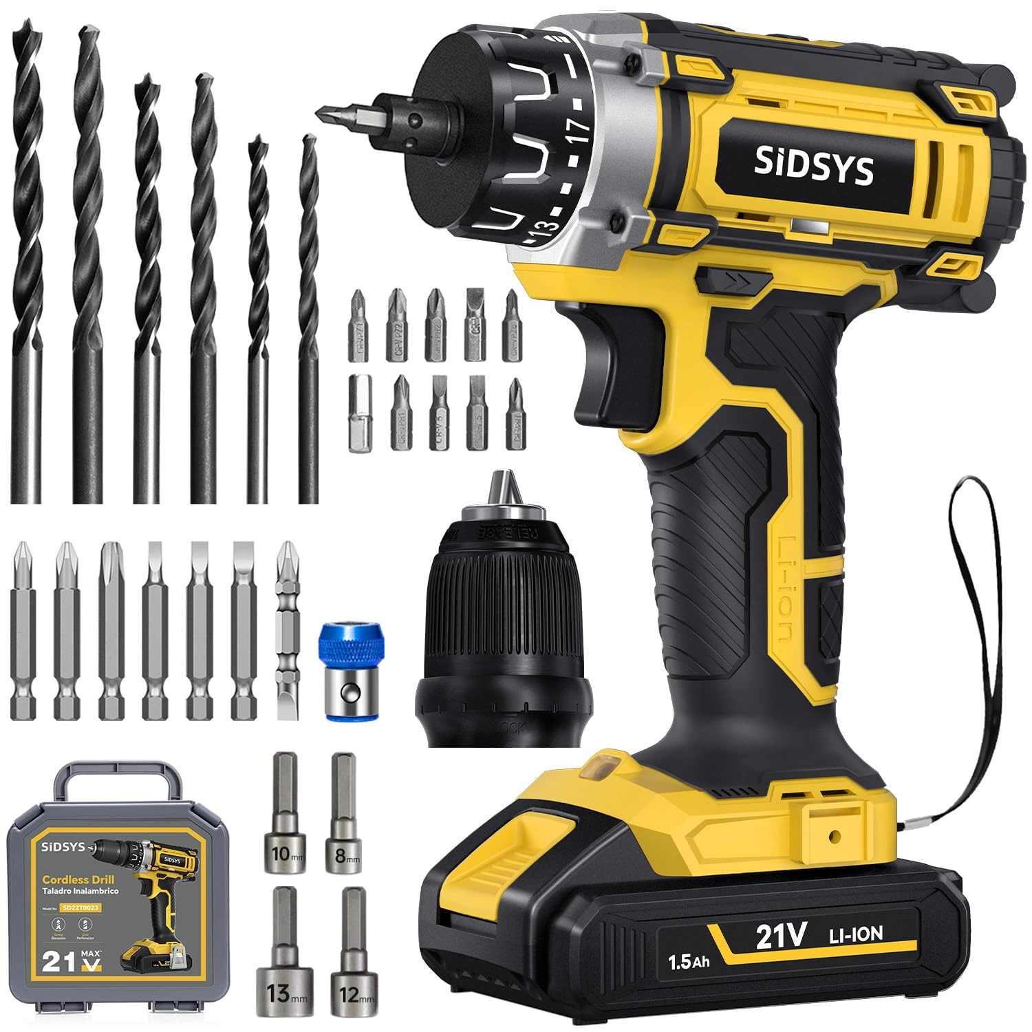 SIDSYS Cordless Electric Drill - 1500 Milliamp Hours