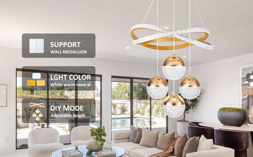 LED Chandeliers - 3-Color Dimmable