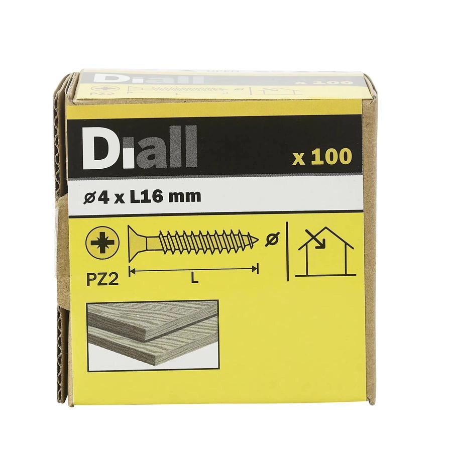 Diall Zinc-Plated Carbon Steel Wood Screw Pack 4mm 16mm