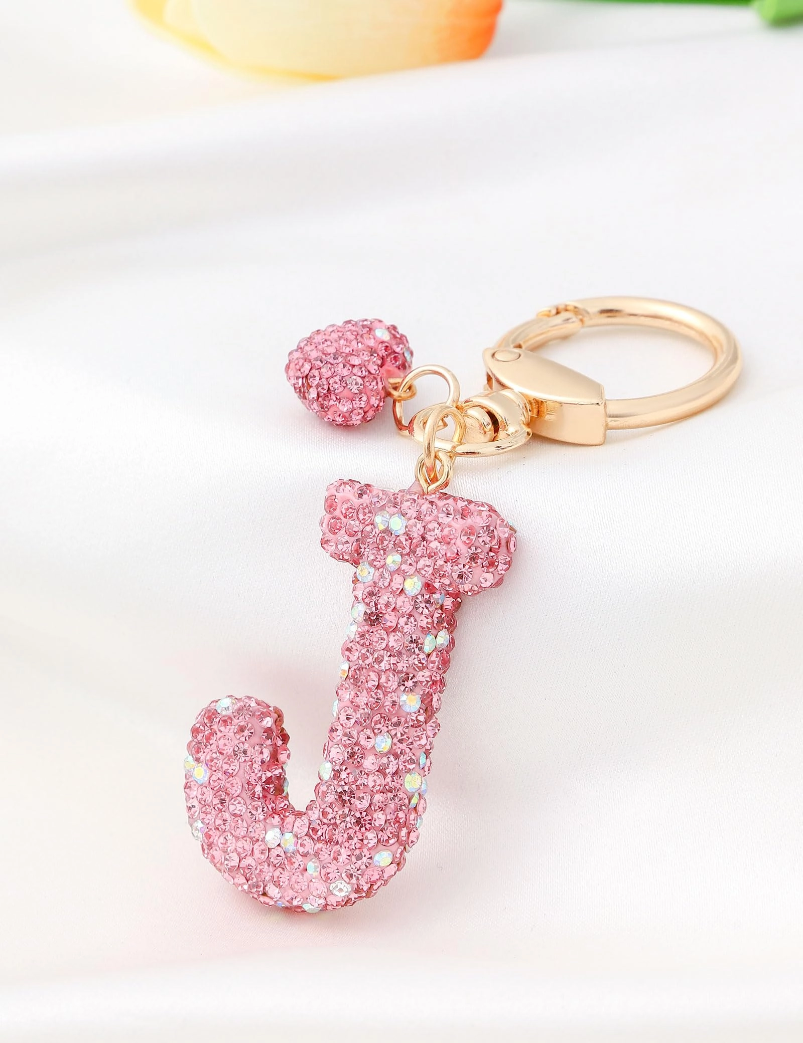 Initial Keychain - L Purple Rhinestone