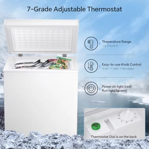 Chest Freezer - Removable Basket Free Standing Adjustable Temperature