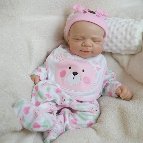 Reborn Baby Doll - 18 Inch Silicone Girl Sleeping Ages 3+