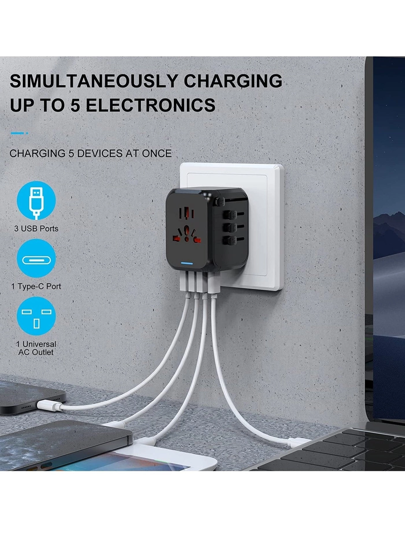 Travel Adapter - British & European Connectors EU AU US 1500W