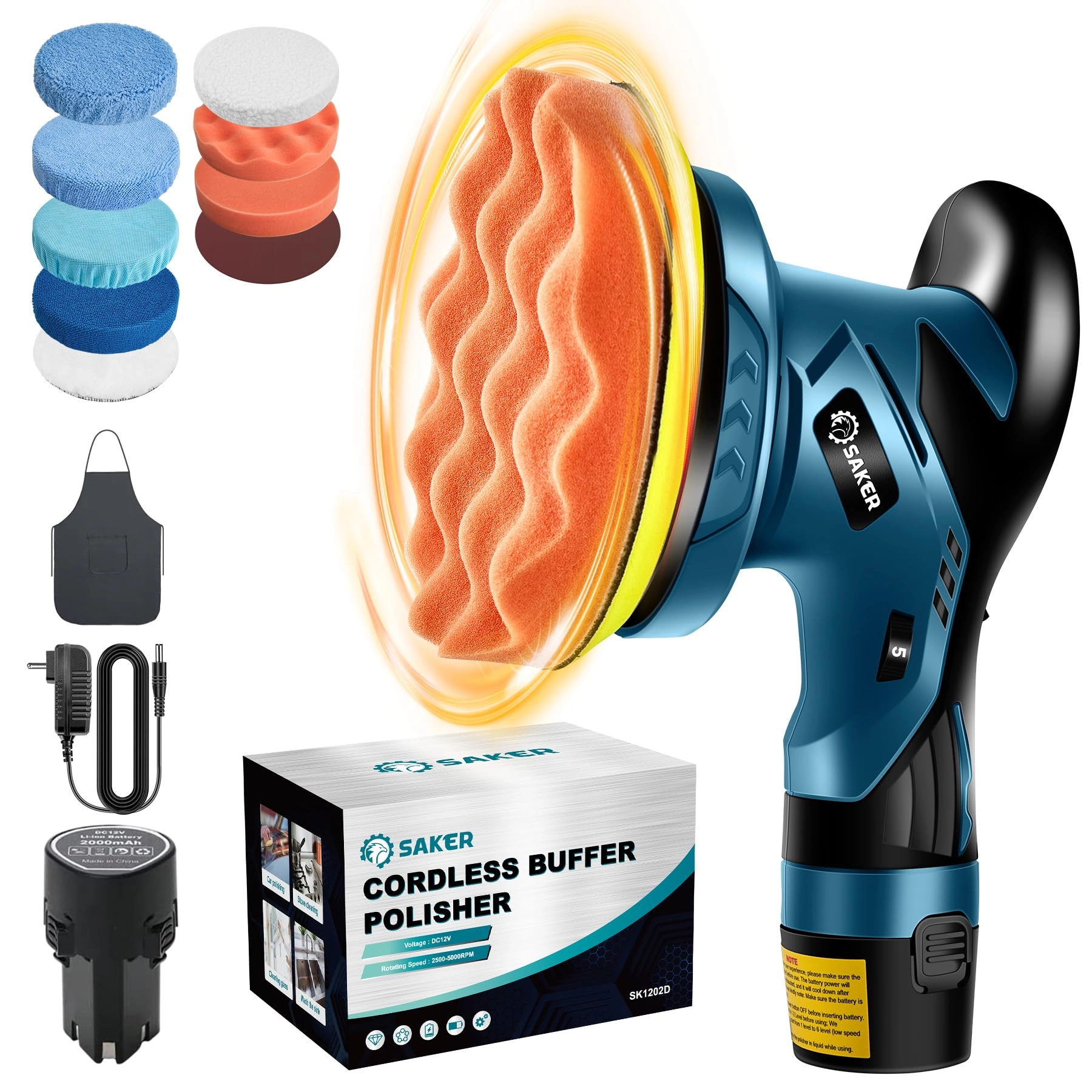 Saker Mini Cordless Buffer Polisher - 6 Inch