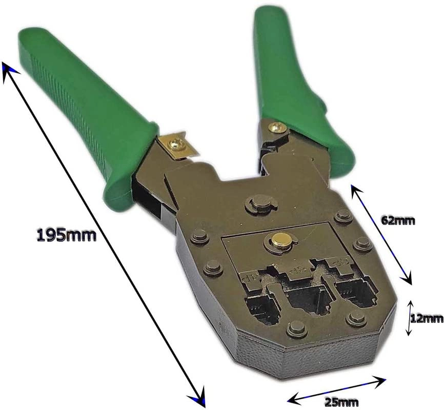 Crimping Tool + Network Cable Tester + Cut and Strip Tool + RJ45 Connectors + Strain Relief Boot Covers