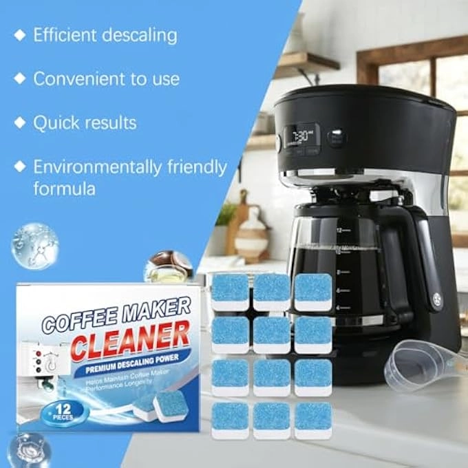 Coffee Machine Cleaner Descaler Tablets - 12Pcs Compatible With NespreSso KeuRig NinJa DelonGhi MieLe