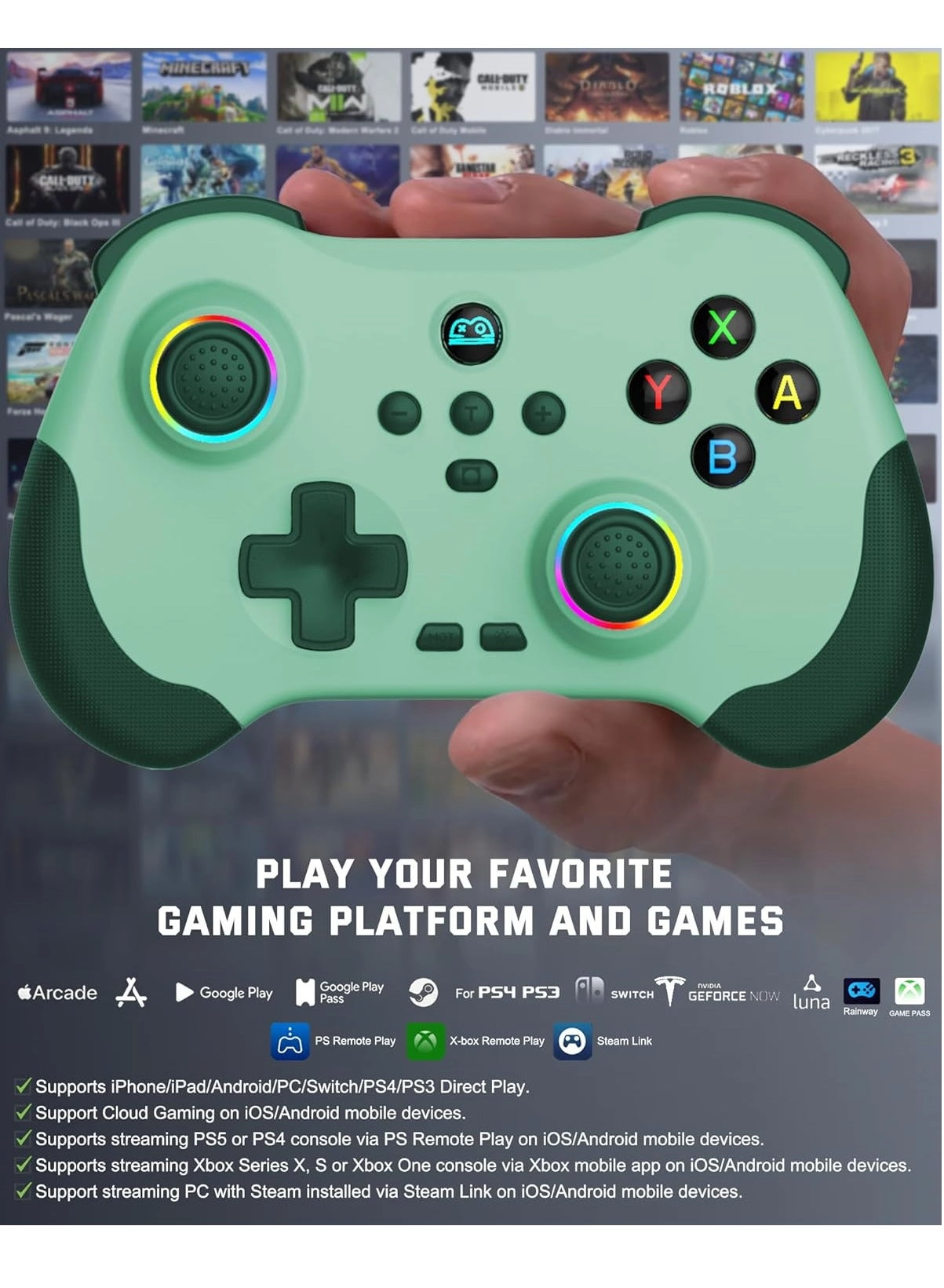 Wireless Controller - Wireless Android Tablet PC Nintendo Switch iPhone iPad Playstation 4