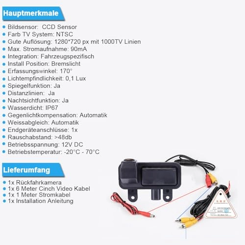 Car Handle Rear View Camera - Night vision 628 x 568 pixels