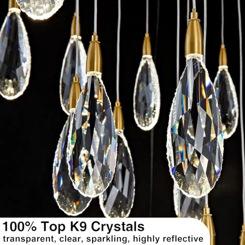 Raindrop Staircase Chandelier - 4000K Dimmable