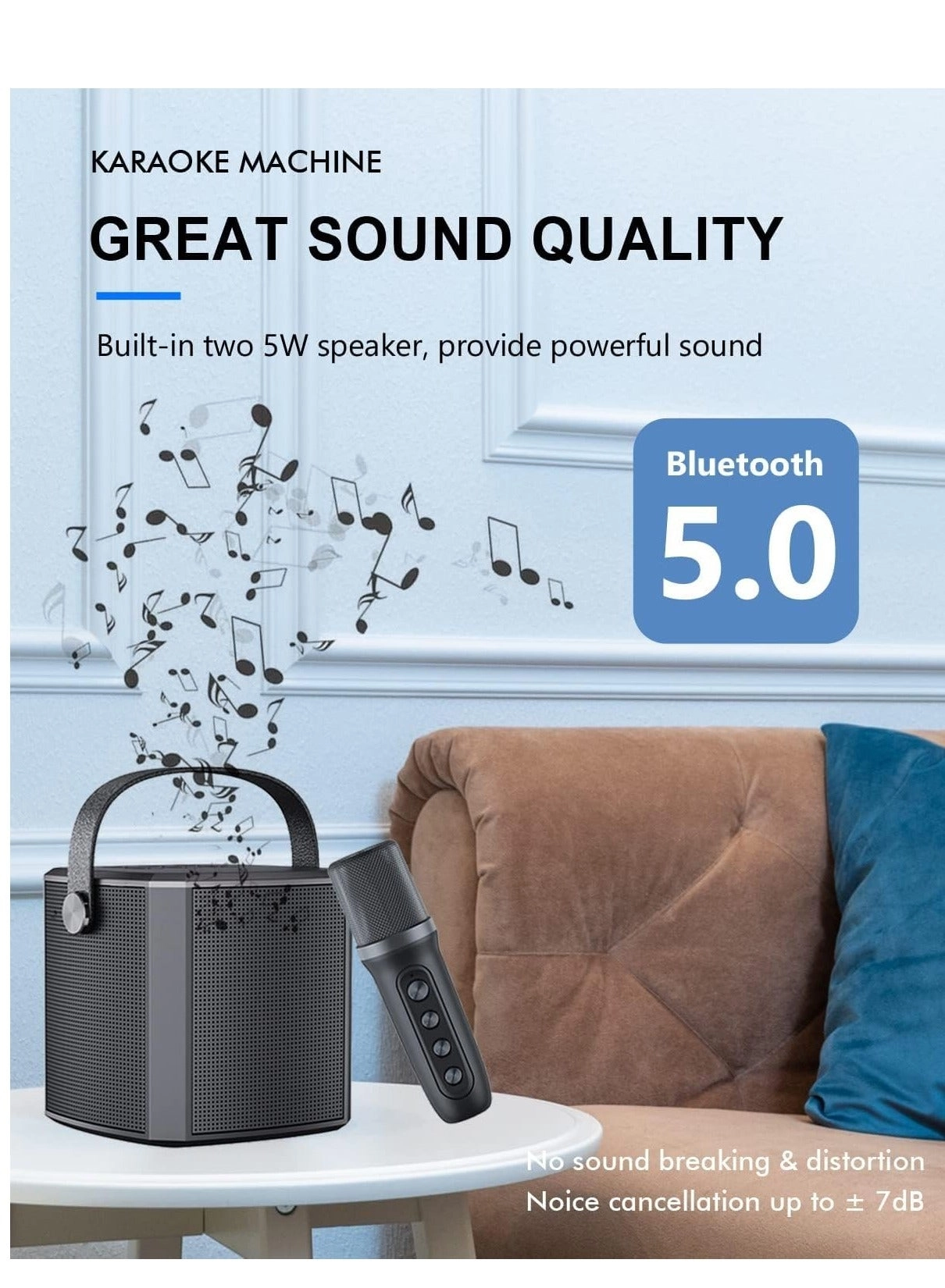 Portable Bluetooth Karaoke Speaker - Rechargeable wireless microphone Type-C charging TF Card support