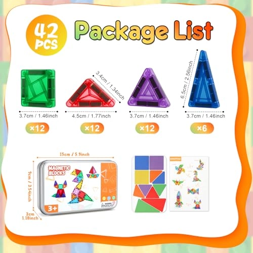 Magnetic Tiles Construction Set - 42 pcs