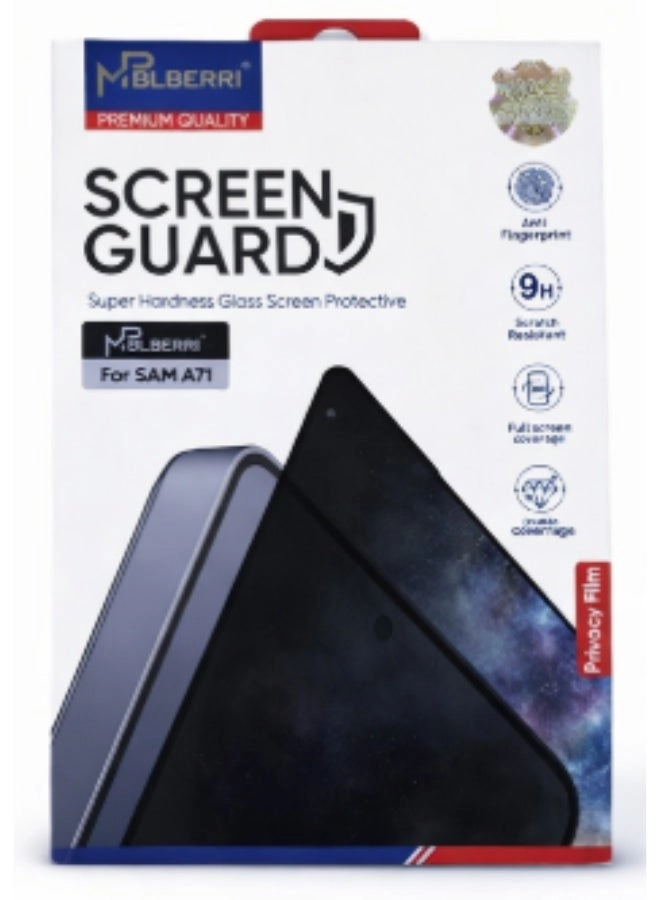 mpBLBERRI Privacy Screen Protector for Samsung Galaxy A71 - 9H Tempered Glass