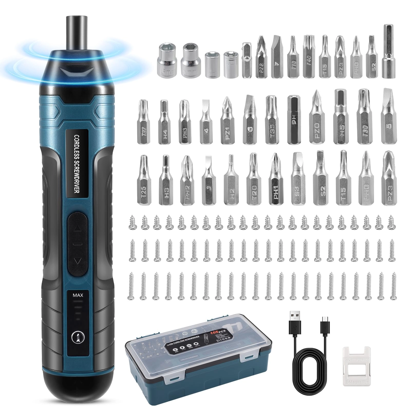 WAKERUG Electric Screwdriver - 105pcs 3.6V Cordless
