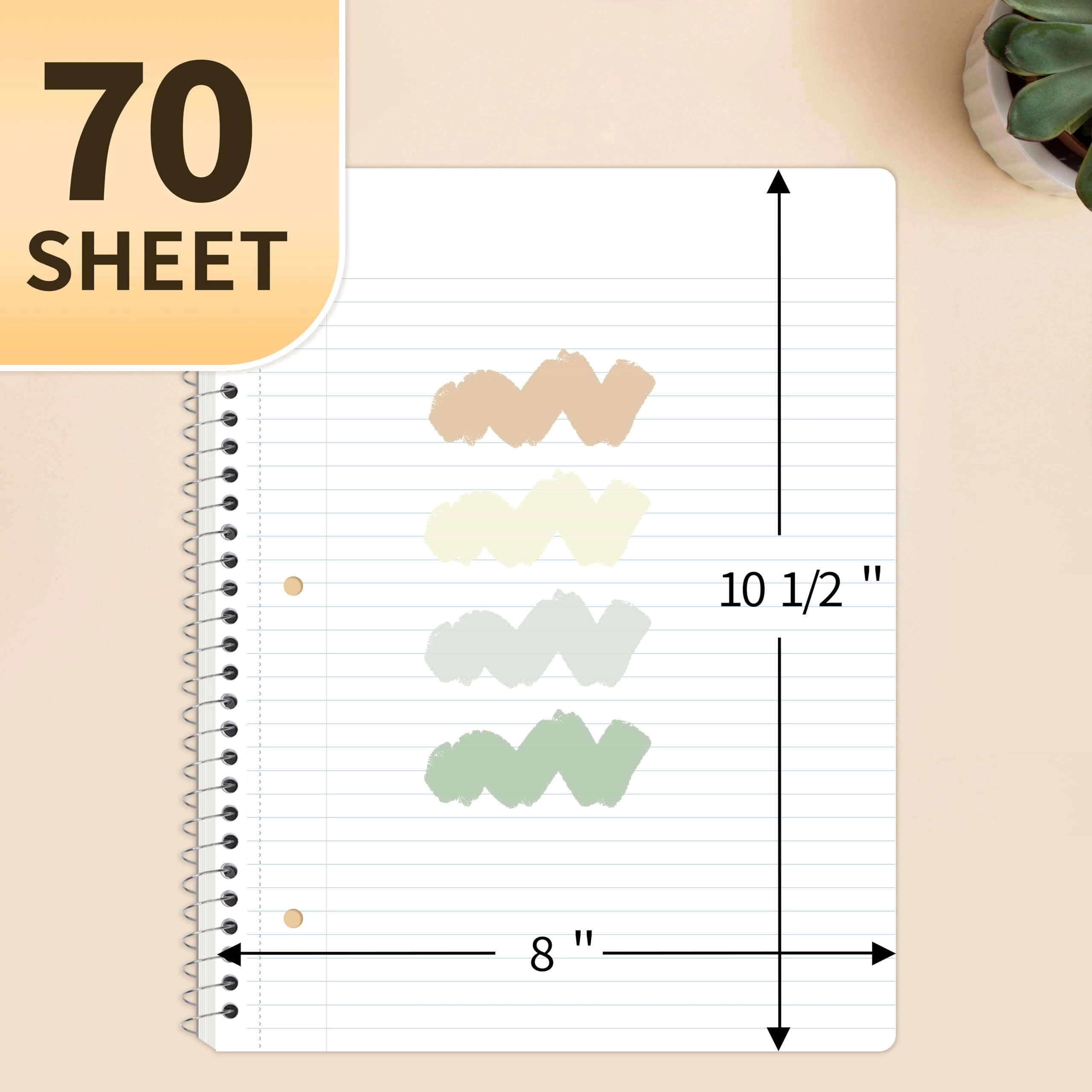 Spiral Notebook 8" x 10-1/2" Spiral - Lined 70 Sheets