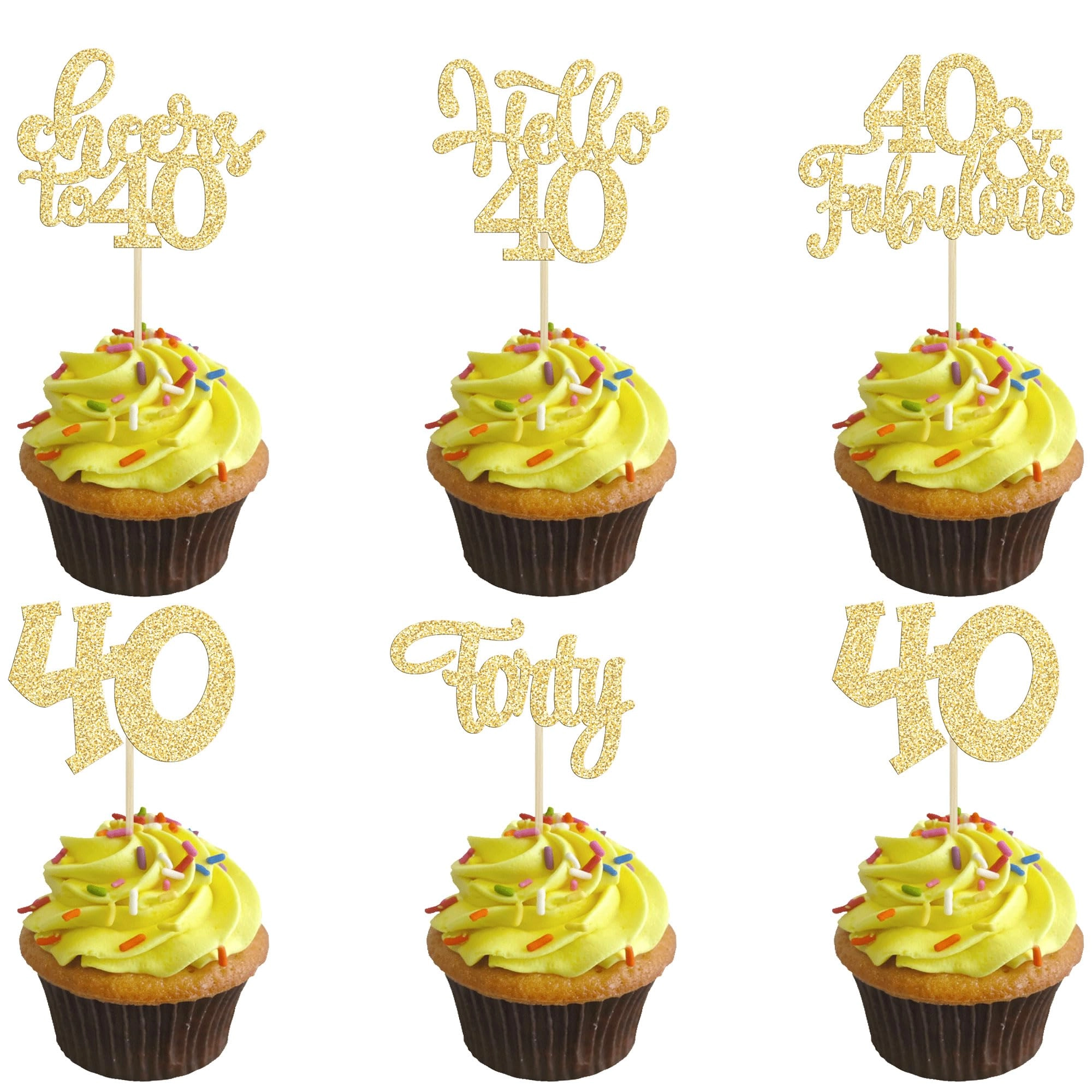 Happy 40th Birthday Cupcake Toppers - 30Pcs Birthday