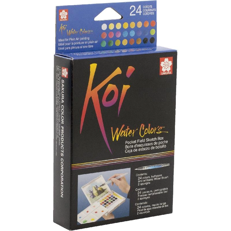 Pocket Field Sketch Box - 24 Colors + Brush;Palette