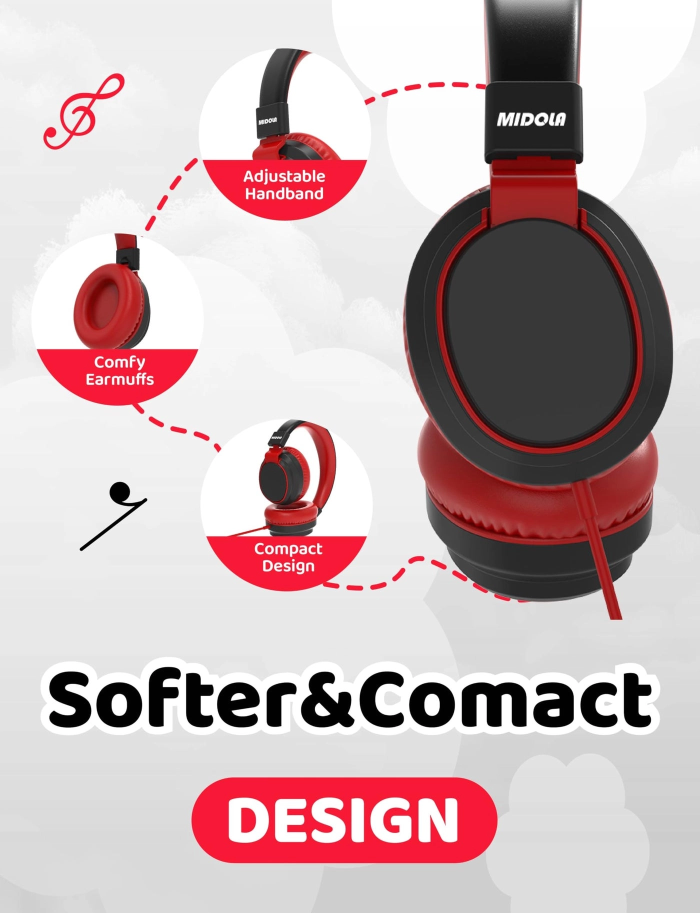 MD-H01 - Kids Wired 85dB Foldable On-Ear with Mic