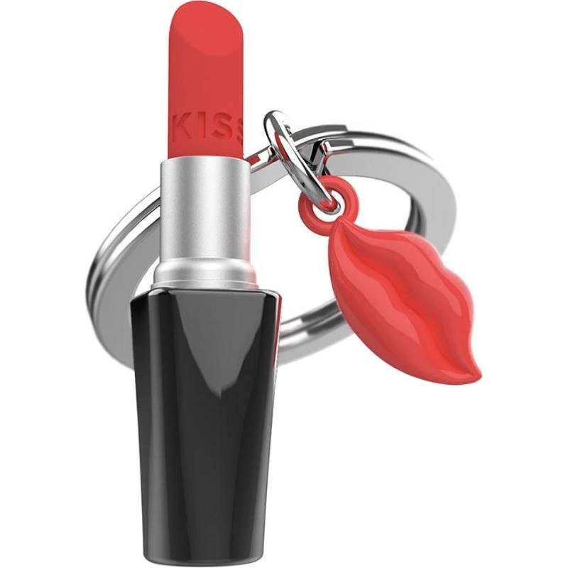 MetalMorphose Lipstick; Lips Keychain - Black/Red Metal