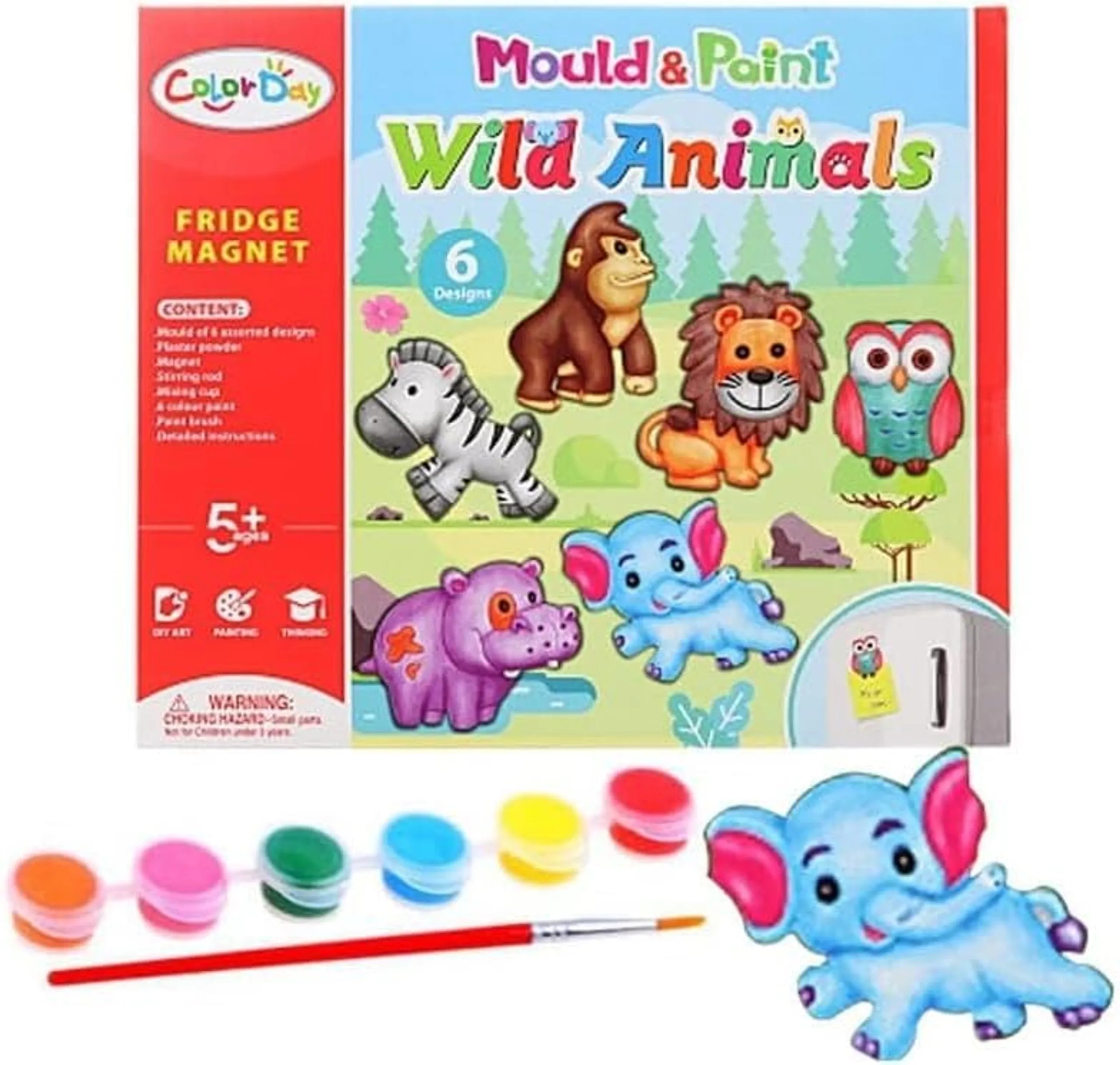 Mould & Paint Fridge Magnet DIY Painting Kit - Wild Animals 5+ years