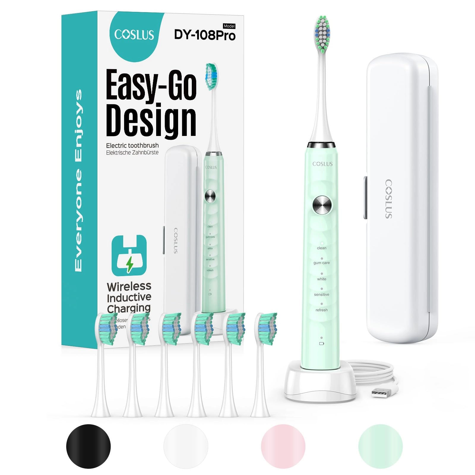 Sonic Electric Toothbrush - 47000 VPM 5 Modes 6 Brush Heads